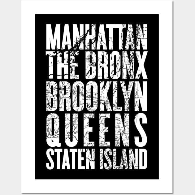 New York City Boroughs Minimalist Design Wall Art by goodwordsco